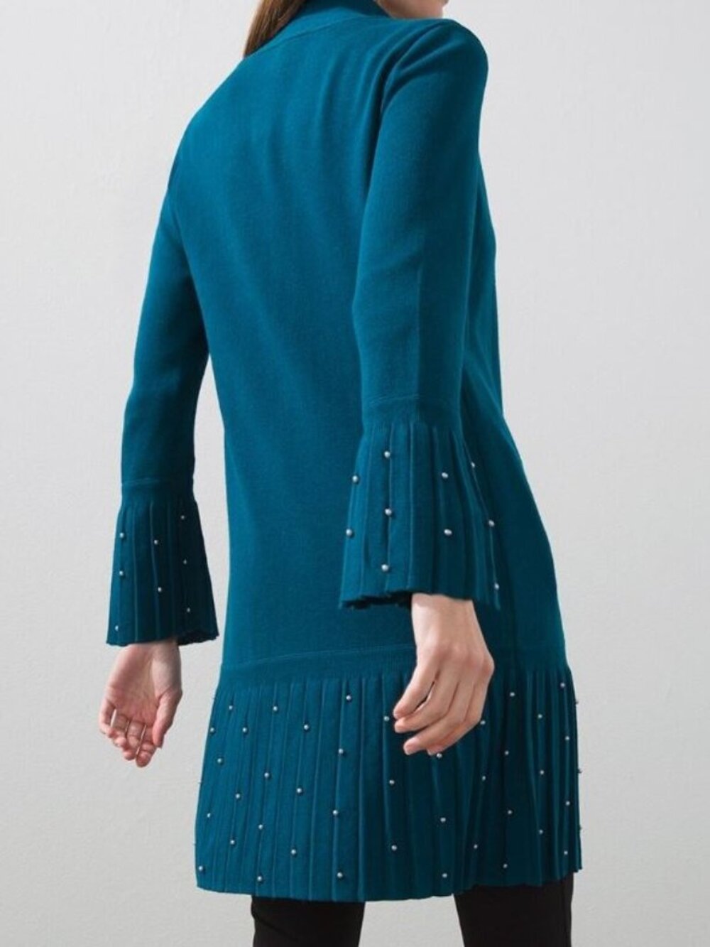 Chico's Open Front Cardigan Faux-Pearl size 2